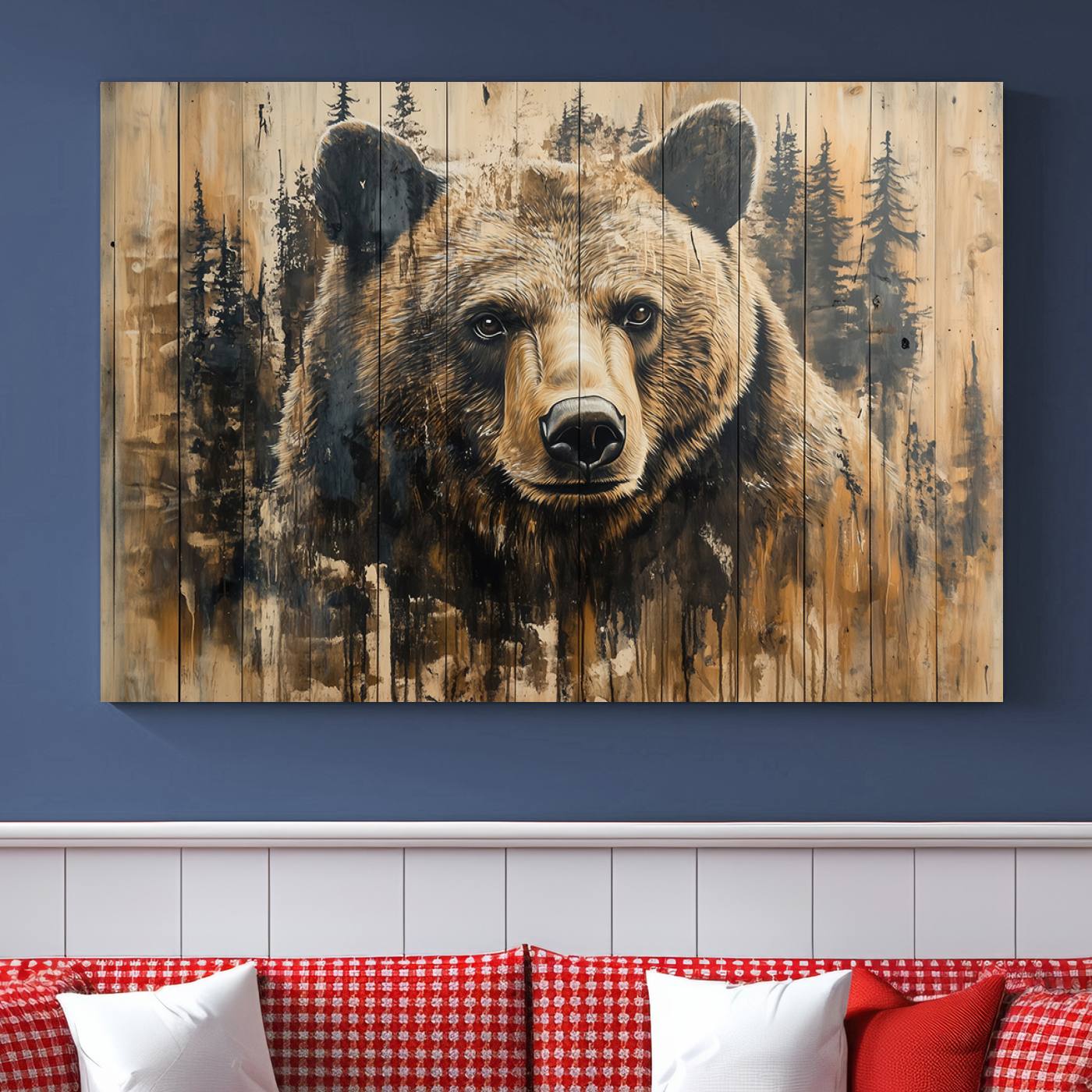 Majestic Grizzly 399 Bear Wall Art | 3-Panel Rustic Canvas Print for Living Room, Office, or Cabin Decor | Framed Giclee Canvas with