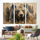 Majestic Grizzly 399 Bear Wall Art | 3-Panel Rustic Canvas Print for Living Room, Office, or Cabin Decor | Framed Giclee Canvas with