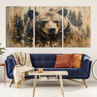 41362-MGV-CV-36X24-Majestic Grizzly 399 Bear Wall Art | 3-Panel Rustic Canvas Print for Living Room, Office, or Cabin Decor | Framed Giclee Canvas with