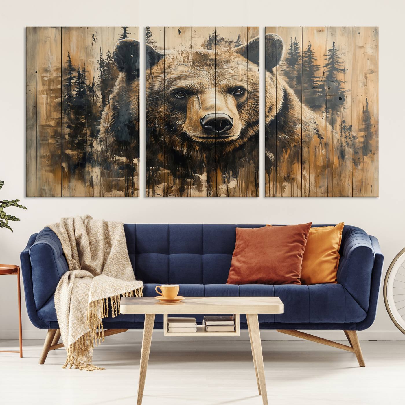 41362-MGV-CV-36X24-Majestic Grizzly 399 Bear Wall Art | 3-Panel Rustic Canvas Print for Living Room, Office, or Cabin Decor | Framed Giclee Canvas with