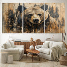 41362-MGV-CV-36X24-Majestic Grizzly 399 Bear Wall Art | 3-Panel Rustic Canvas Print for Living Room, Office, or Cabin Decor | Framed Giclee Canvas with