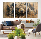 41362-MGV-CV-36X24-Majestic Grizzly 399 Bear Wall Art | 3-Panel Rustic Canvas Print for Living Room, Office, or Cabin Decor | Framed Giclee Canvas with