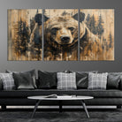 41362-MGV-CV-36X24-Majestic Grizzly 399 Bear Wall Art | 3-Panel Rustic Canvas Print for Living Room, Office, or Cabin Decor | Framed Giclee Canvas with