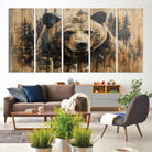 41362-MGV-CV-36X24-Majestic Grizzly 399 Bear Wall Art | 3-Panel Rustic Canvas Print for Living Room, Office, or Cabin Decor | Framed Giclee Canvas with
