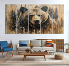 41362-MGV-CV-36X24-Majestic Grizzly 399 Bear Wall Art | 3-Panel Rustic Canvas Print for Living Room, Office, or Cabin Decor | Framed Giclee Canvas with
