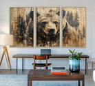 41362-MGV-CV-36X24-Majestic Grizzly 399 Bear Wall Art | 3-Panel Rustic Canvas Print for Living Room, Office, or Cabin Decor | Framed Giclee Canvas with