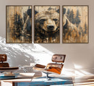 41362-MGV-CV-36X24-Majestic Grizzly 399 Bear Wall Art | 3-Panel Rustic Canvas Print for Living Room, Office, or Cabin Decor | Framed Giclee Canvas with