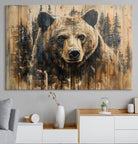 Majestic Grizzly 399 Bear Wall Art | 3-Panel Rustic Canvas Print for Living Room, Office, or Cabin Decor | Framed Giclee Canvas with