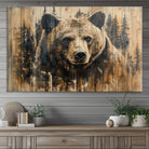 Majestic Grizzly 399 Bear Wall Art | 3-Panel Rustic Canvas Print for Living Room, Office, or Cabin Decor | Framed Giclee Canvas with