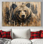 Majestic Grizzly 399 Bear Wall Art | 3-Panel Rustic Canvas Print for Living Room, Office, or Cabin Decor | Framed Giclee Canvas with