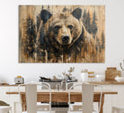 Majestic Grizzly 399 Bear Wall Art | 3-Panel Rustic Canvas Print for Living Room, Office, or Cabin Decor | Framed Giclee Canvas with