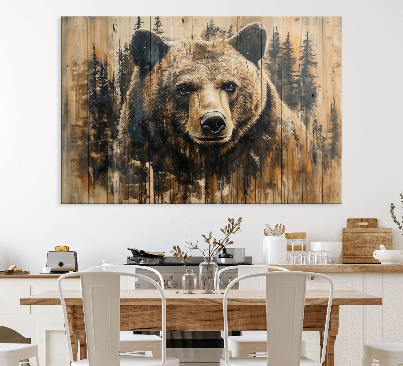 Majestic Grizzly 399 Bear Wall Art | 3-Panel Rustic Canvas Print for Living Room, Office, or Cabin Decor | Framed Giclee Canvas with