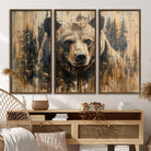 Majestic Grizzly 399 Bear Wall Art | 3-Panel Rustic Canvas Print for Living Room, Office, or Cabin Decor | Framed Giclee Canvas with