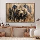 41362-MGV-FC-36X24_Walnut-Majestic Grizzly 399 Bear Wall Art | 3-Panel Rustic Canvas Print for Living Room, Office, or Cabin Decor | Framed Giclee Canvas with