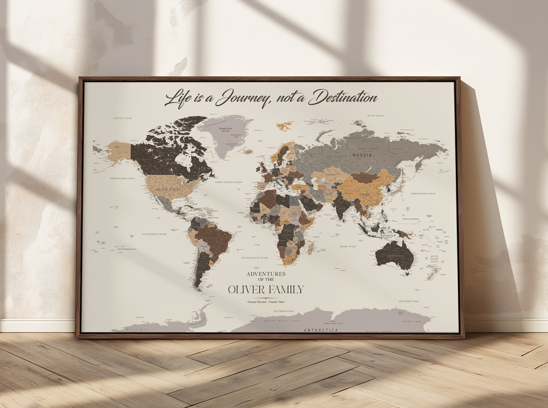 45566494-MGV-CV-36X24-Personalized Push Pin World Map – Custom Framed Canvas Wall Art for Travel Memories, Couples, Anniversaries, and Adventure Gifts