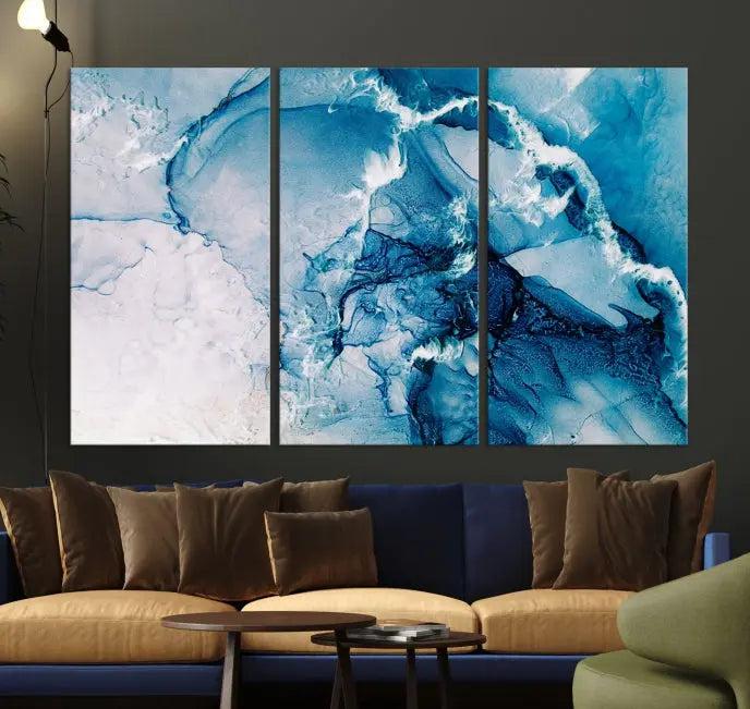 The "Marble Effect Wall Art Abstract Canvas Wall Art Print" is a triptych featuring museum-quality canvases with UV-protective coating.