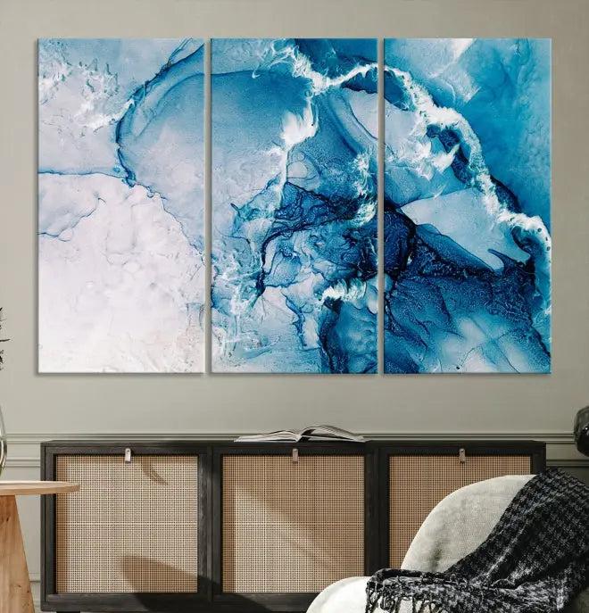 The "Marble Effect Wall Art Abstract Canvas Wall Art Print" is a triptych featuring museum-quality canvases with UV-protective coating.