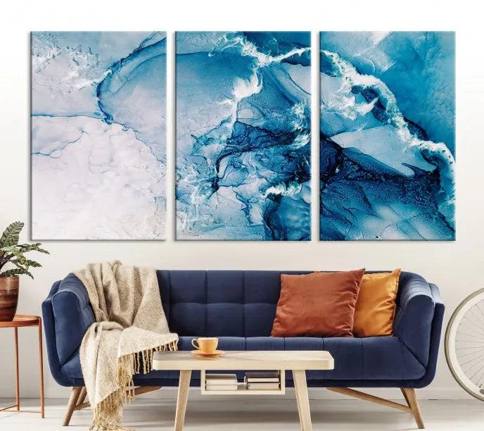 The "Marble Effect Wall Art Abstract Canvas Wall Art Print" is a triptych featuring museum-quality canvases with UV-protective coating.