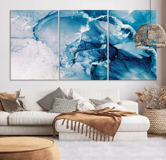 The "Marble Effect Wall Art Abstract Canvas Wall Art Print" is a triptych featuring museum-quality canvases with UV-protective coating.