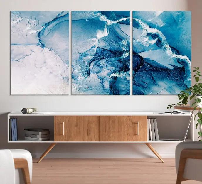 The "Marble Effect Wall Art Abstract Canvas Wall Art Print" is a triptych featuring museum-quality canvases with UV-protective coating.