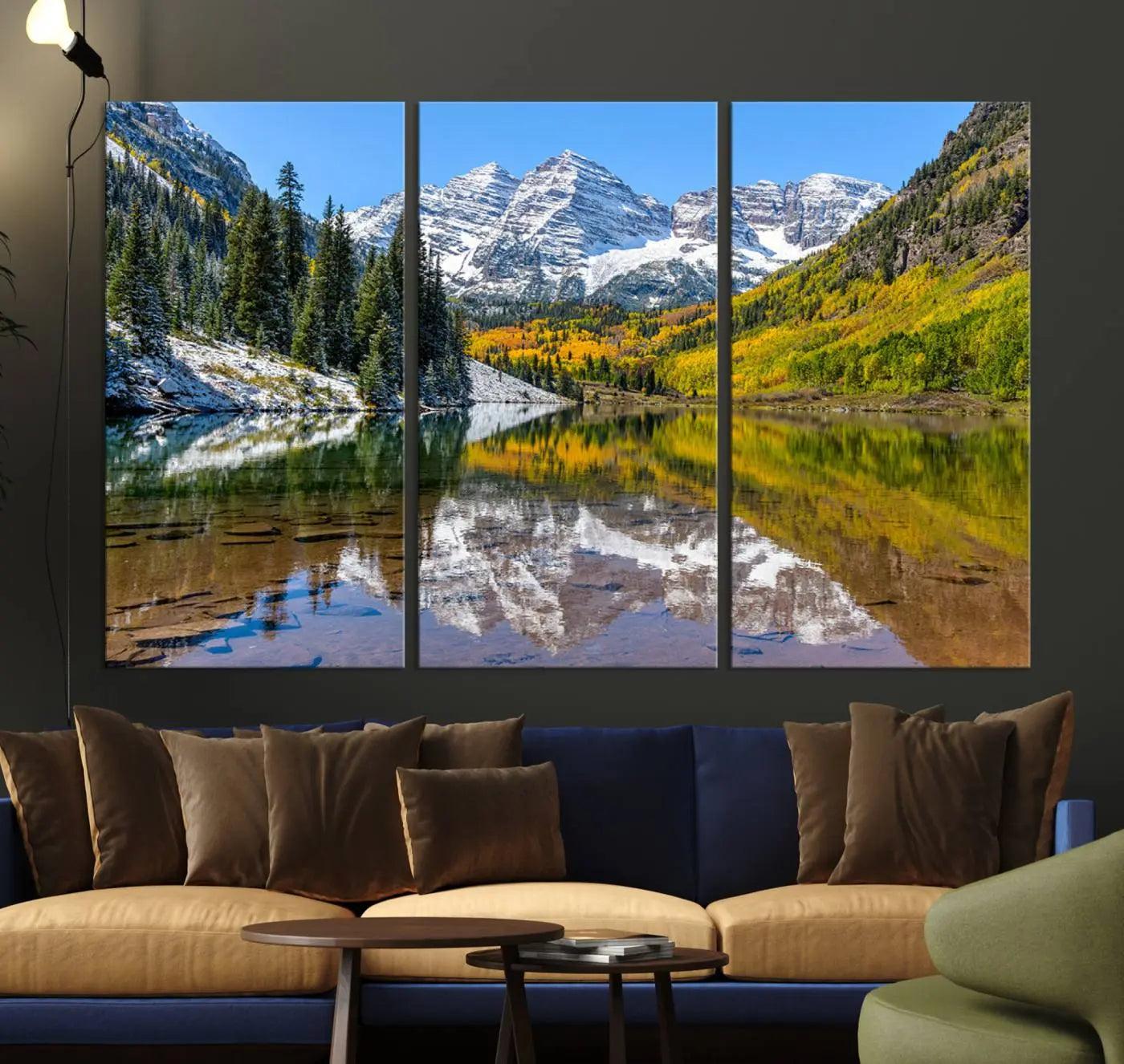 44602-MGV-CV-36X24-Maroon Bells Canvas Print, Maroon Lake Wall Art, Autumn Landscape Photography