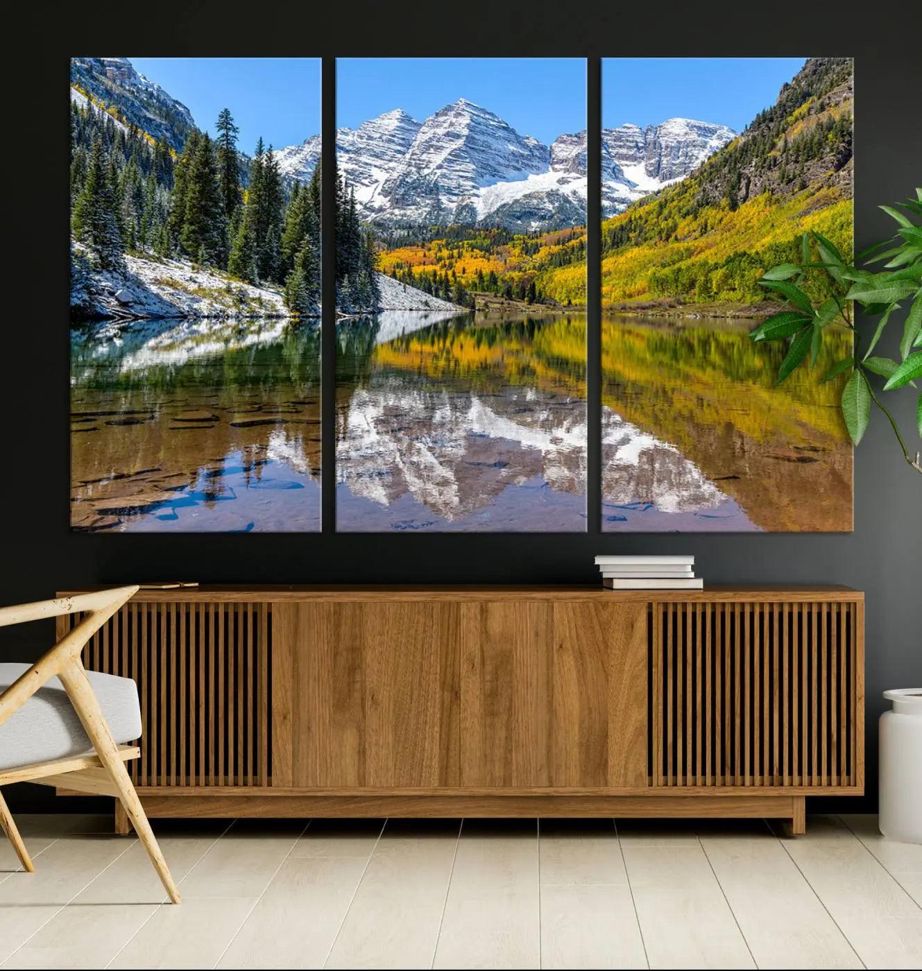 44602-MGV-CV-36X24-Maroon Bells Canvas Print, Maroon Lake Wall Art, Autumn Landscape Photography