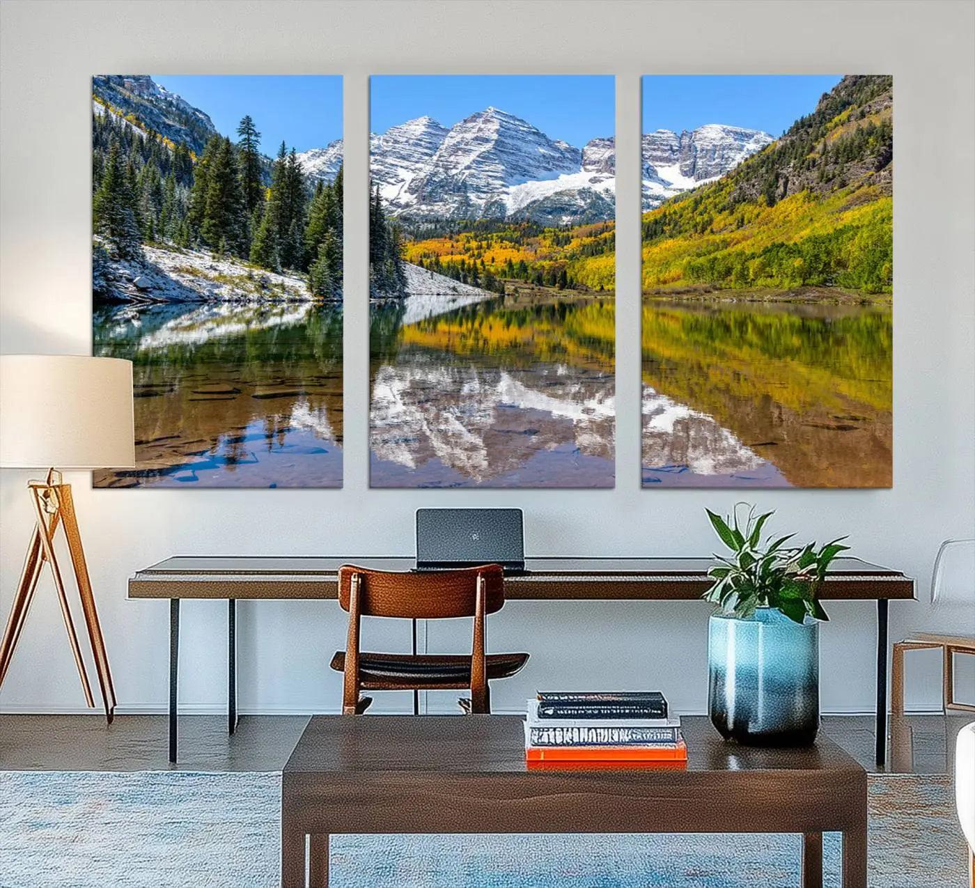44602-MGV-CV-36X24-Maroon Bells Canvas Print, Maroon Lake Wall Art, Autumn Landscape Photography