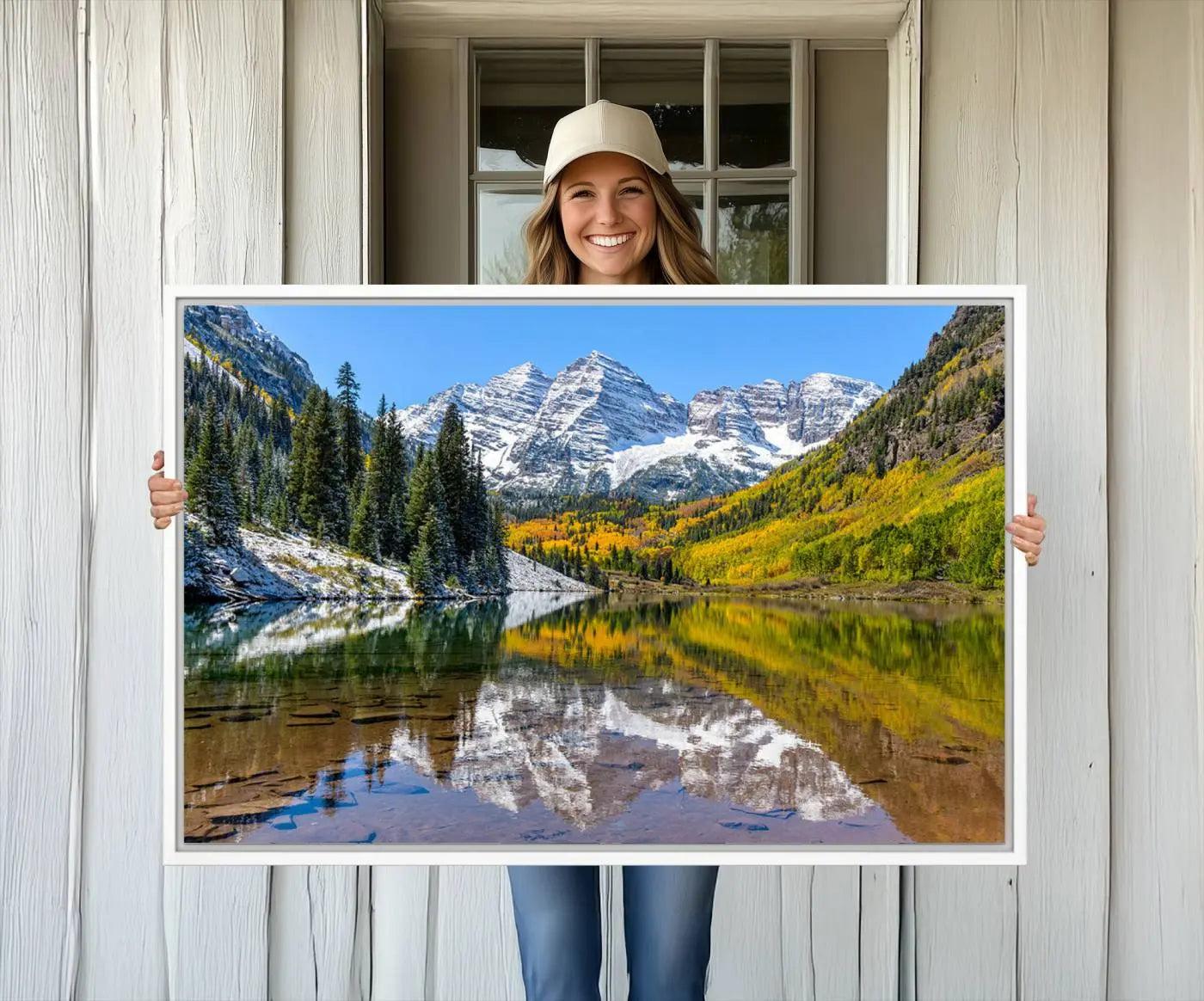 44602-MGV-CV-36X24-Maroon Bells Canvas Print, Maroon Lake Wall Art, Autumn Landscape Photography