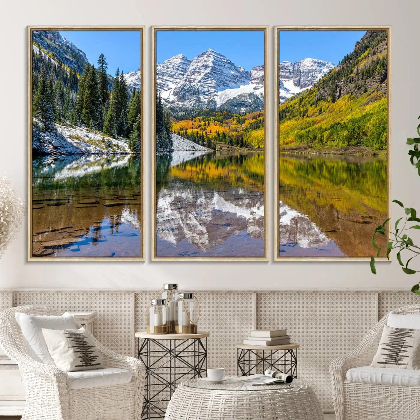 44602-MGV-CV-36X24-Maroon Bells Canvas Print, Maroon Lake Wall Art, Autumn Landscape Photography
