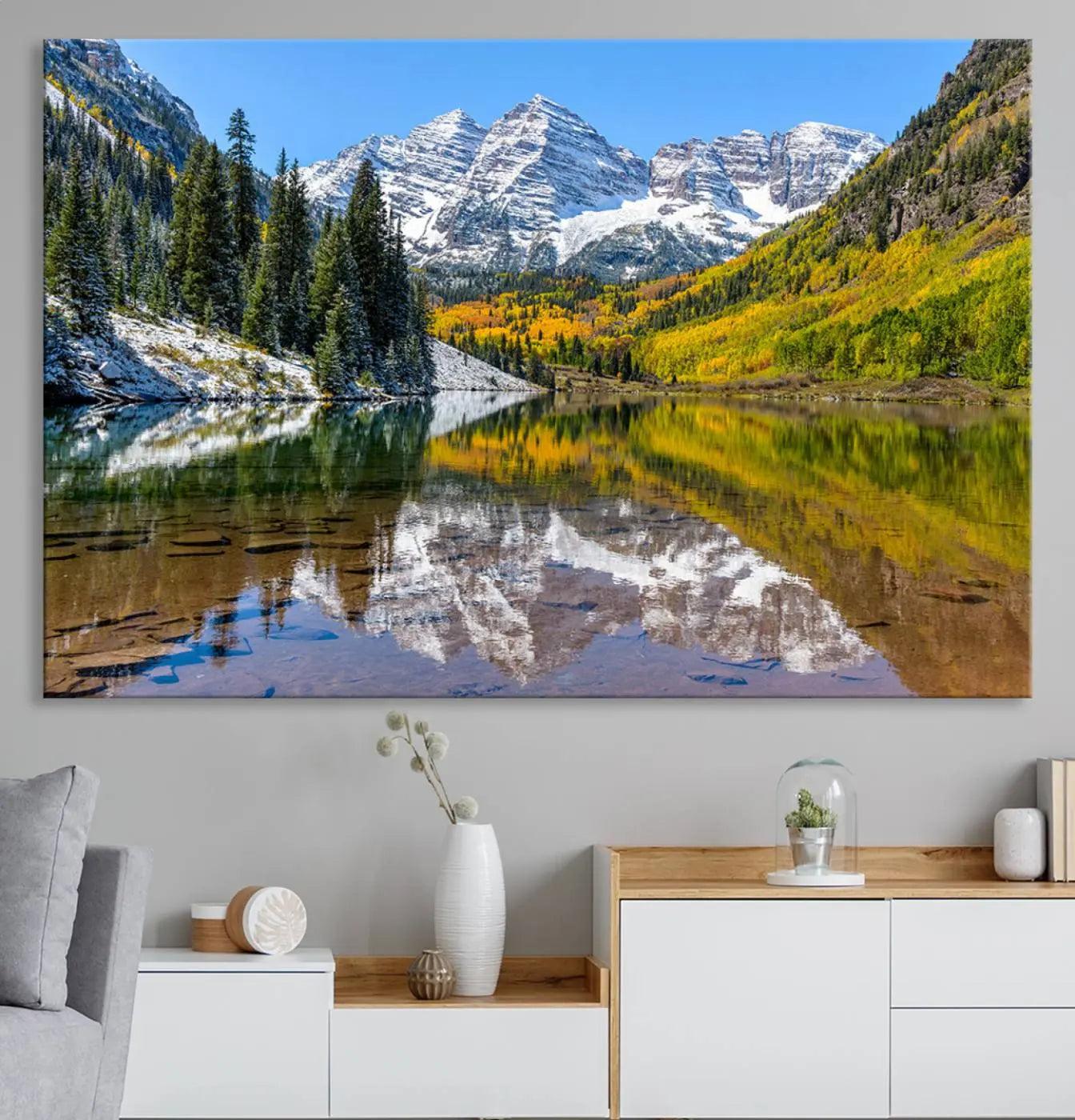 44602-MGV-CV-36X24-Maroon Bells Canvas Print, Maroon Lake Wall Art, Autumn Landscape Photography