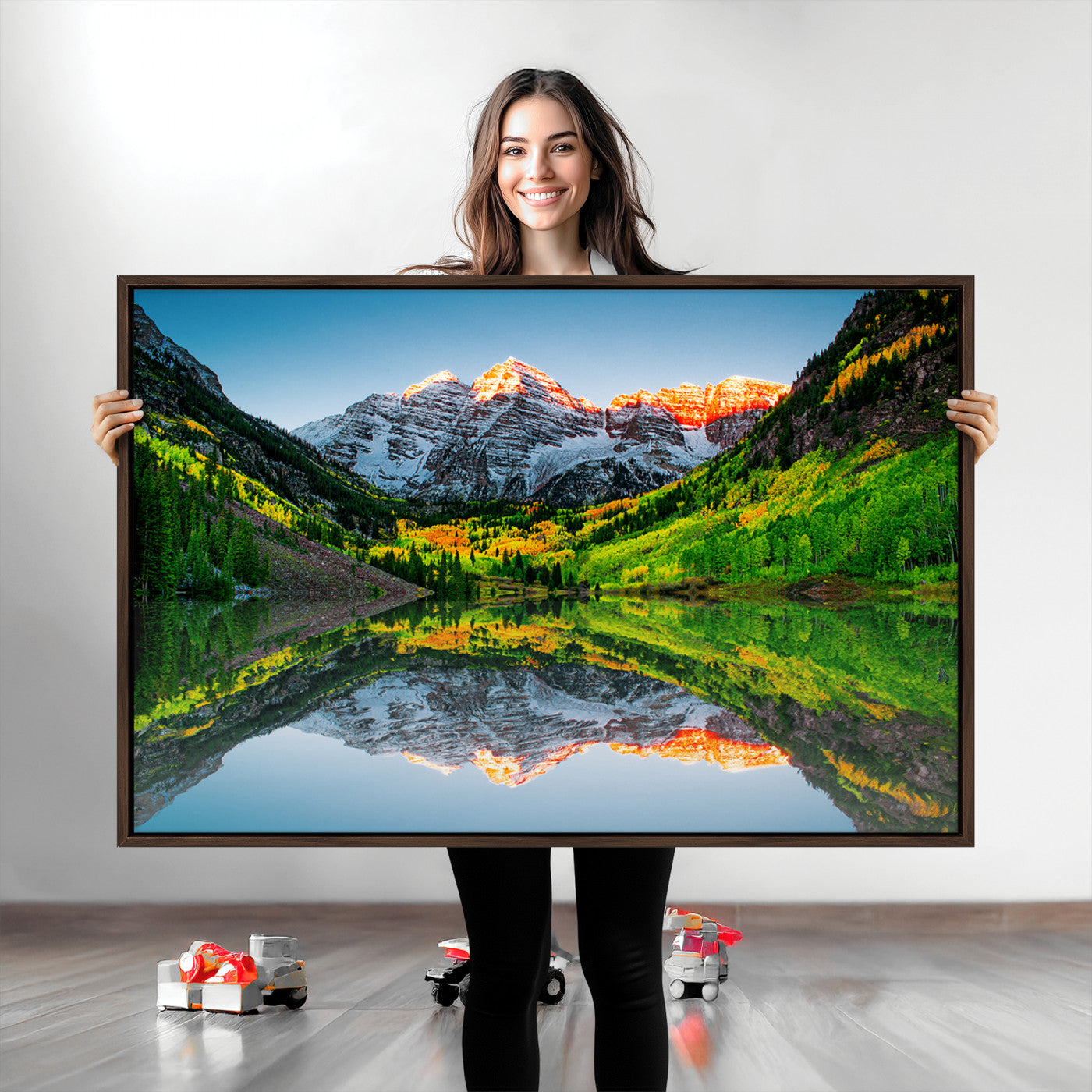 Maroon Bells Lake Print Wall Art – Majestic Colorado Mountain Landscape, Autumn Reflection, Multi-Panel Framed Artwork for Home