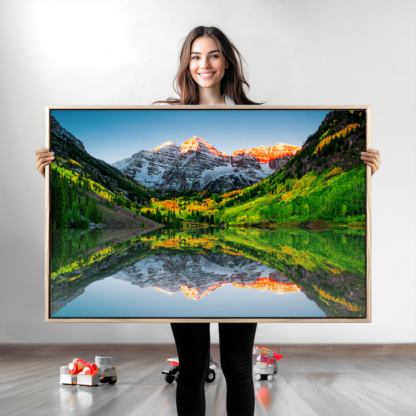 Maroon Bells Lake Print Wall Art – Majestic Colorado Mountain Landscape, Autumn Reflection, Multi-Panel Framed Artwork for Home