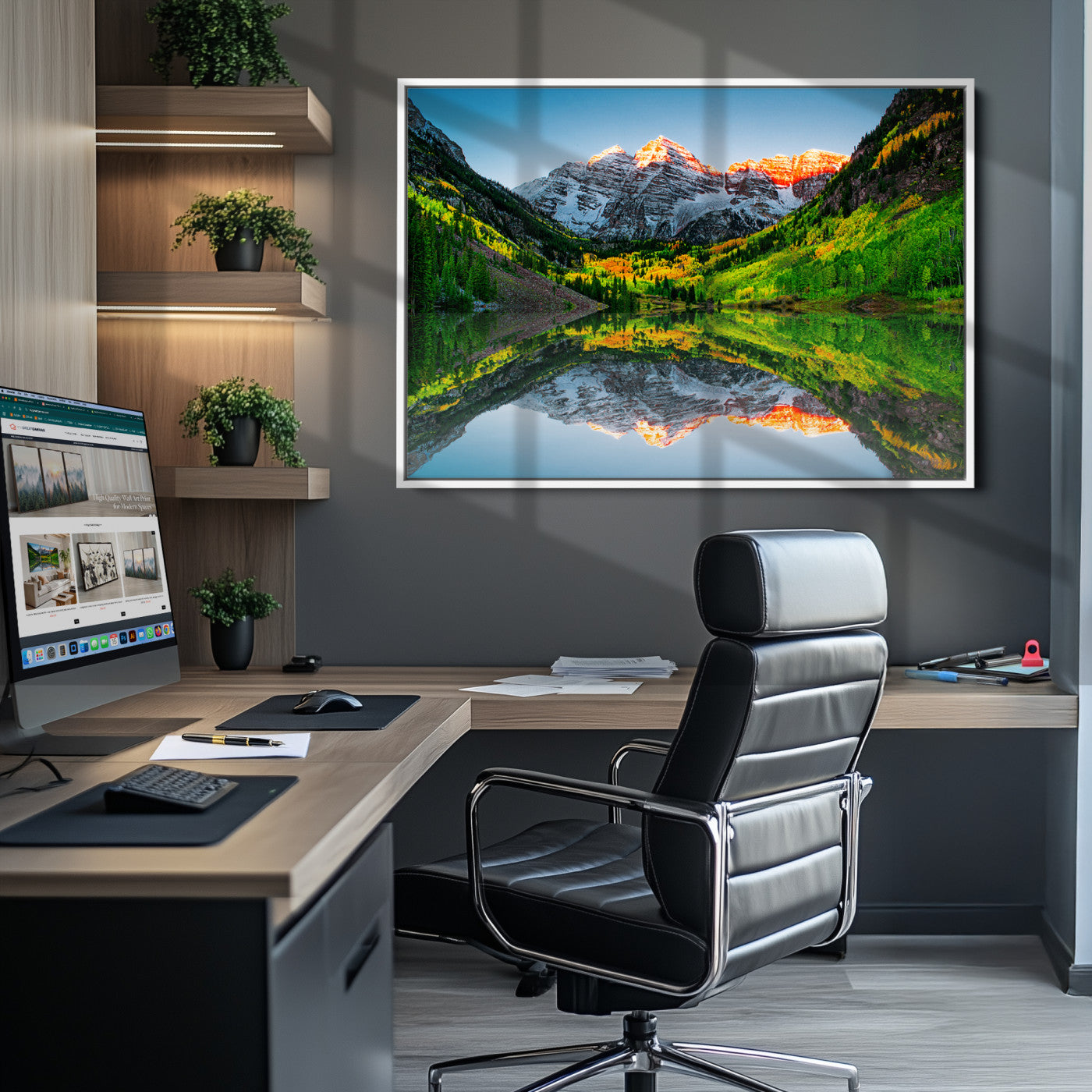 Maroon Bells Lake Print Wall Art – Majestic Colorado Mountain Landscape, Autumn Reflection, Multi-Panel Framed Artwork for Home