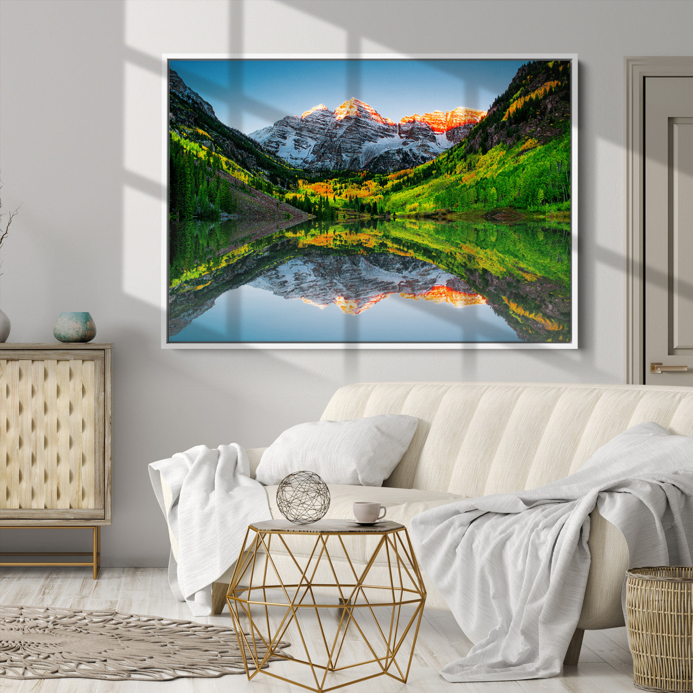 Maroon Bells Lake Print Wall Art – Majestic Colorado Mountain Landscape, Autumn Reflection, Multi-Panel Framed Artwork for Home