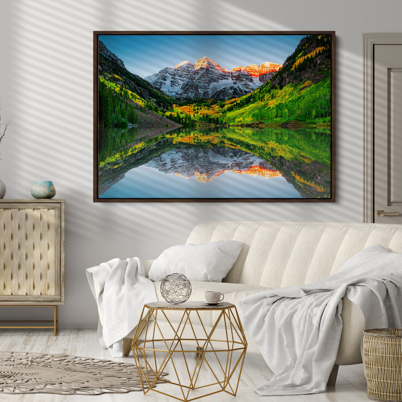 Maroon Bells Lake Print Wall Art – Majestic Colorado Mountain Landscape, Autumn Reflection, Multi-Panel Framed Artwork for Home