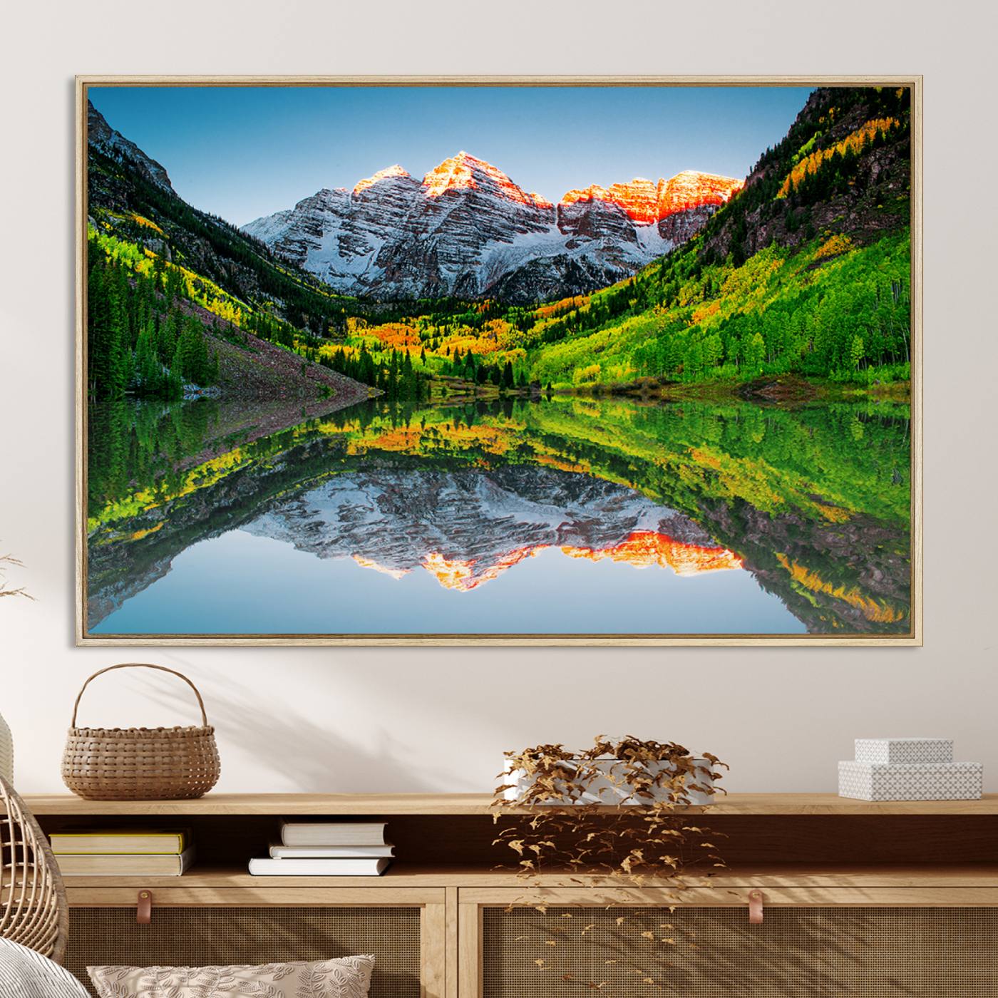 Maroon Bells Lake Print Wall Art – Majestic Colorado Mountain Landscape, Autumn Reflection, Multi-Panel Framed Artwork for Home