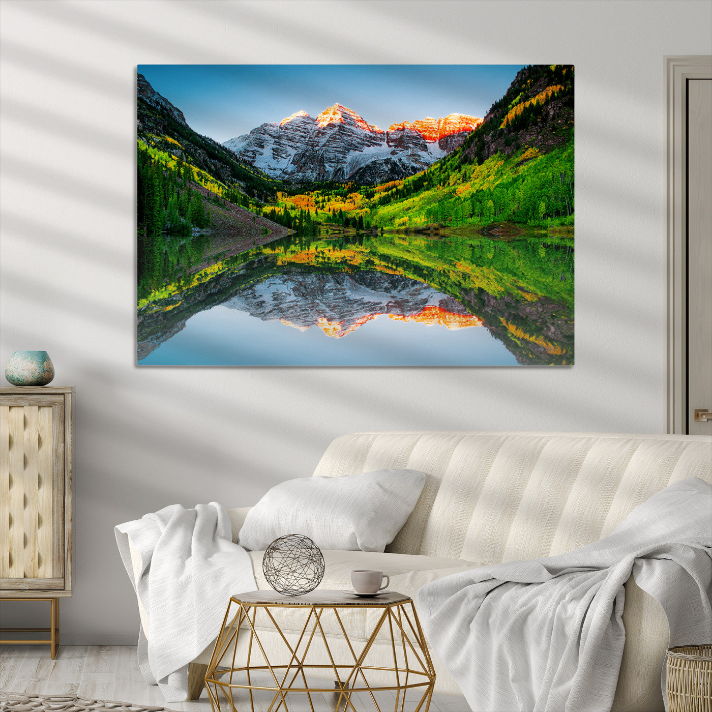 Maroon Bells Lake Print Wall Art – Majestic Colorado Mountain Landscape, Autumn Reflection, Multi-Panel Framed Artwork for Home