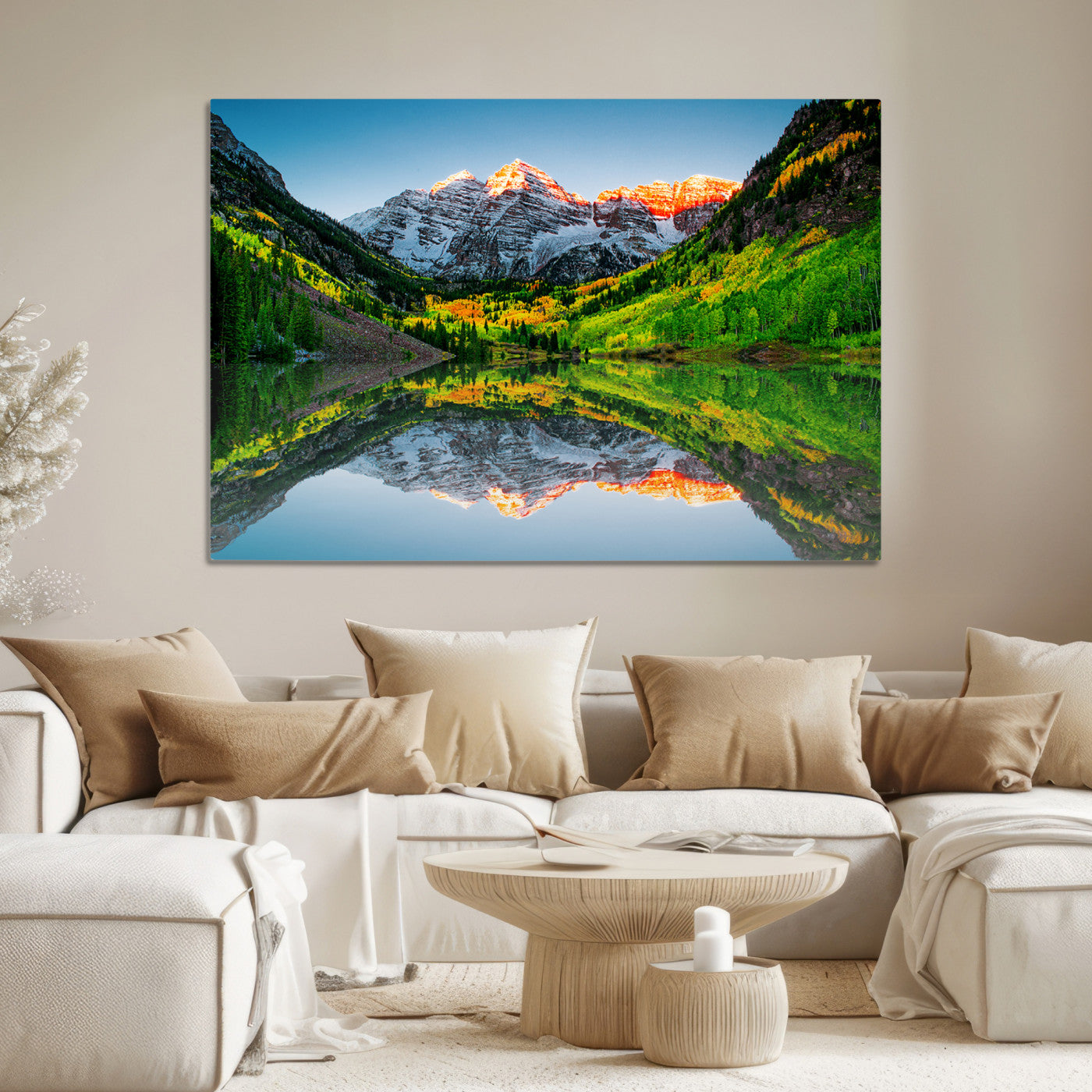 Maroon Bells Lake Print Wall Art – Majestic Colorado Mountain Landscape, Autumn Reflection, Multi-Panel Framed Artwork for Home