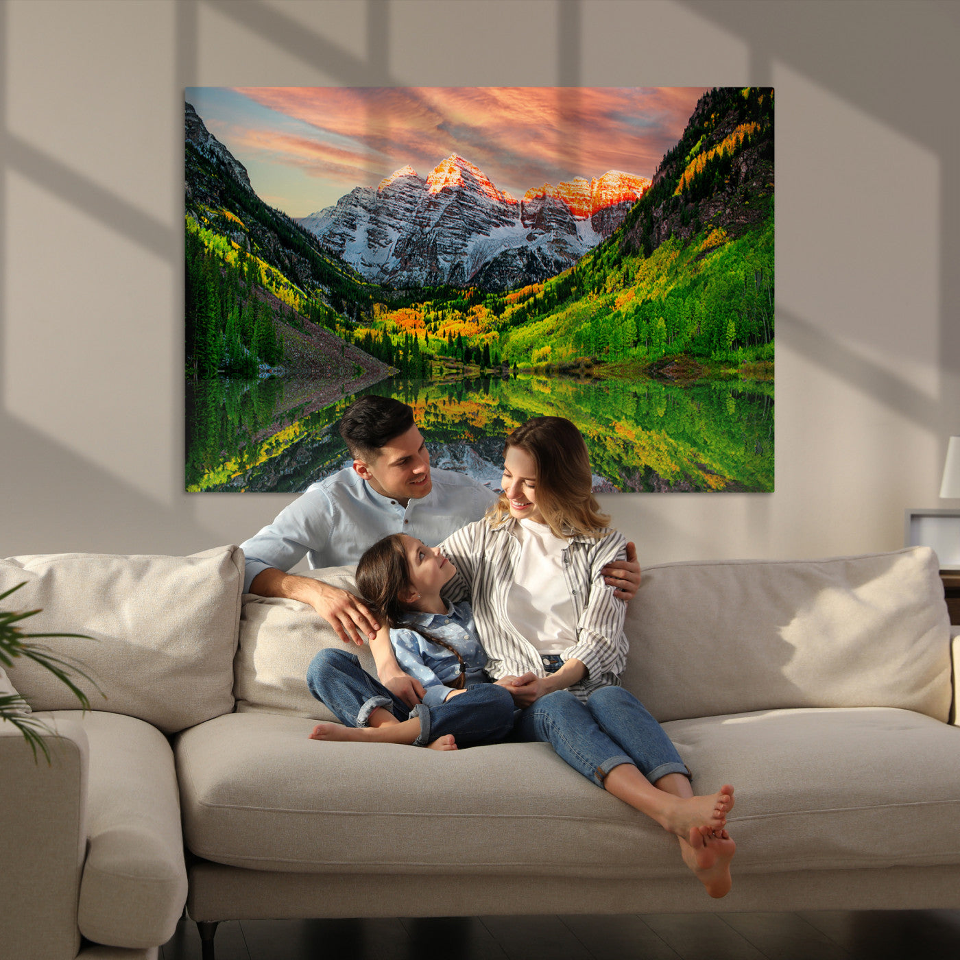 Maroon Bells Lake Wall Art Canvas Print – Majestic Colorado Mountain Landscape, Autumn Reflection, Multi-Panel Framed Artwork for Home,