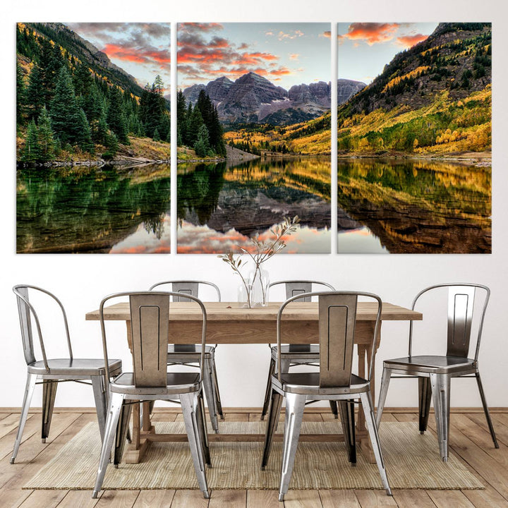 14376-MGV-CV-36X24-Maroon Bells Wall Art - Scenic Canvas Print of Maroon Bells in Autumn for Elegant Home or Office Decor