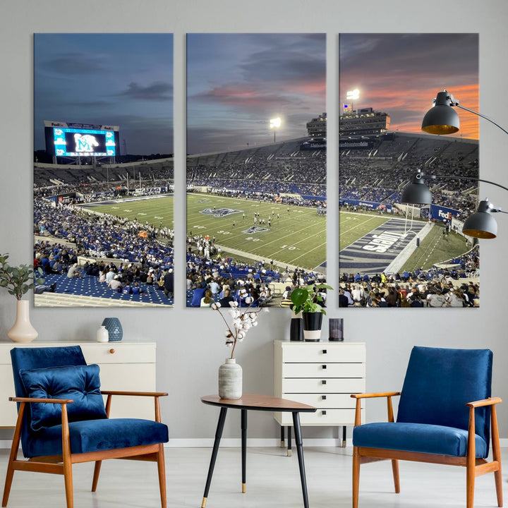 Memphis Tigers Football Team Print - Memphis Simmons Bank Liberty Stadium Wall Art Canvas Print