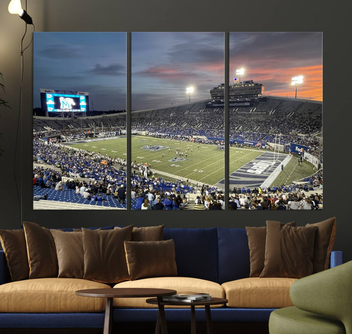 Memphis Tigers Football Team Print - Memphis Simmons Bank Liberty Stadium Wall Art Canvas Print