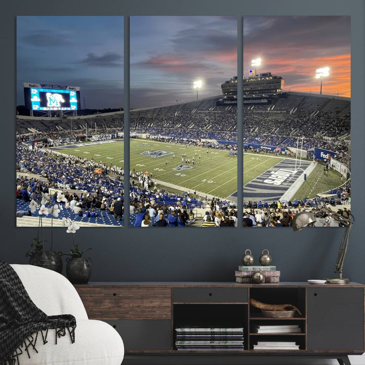 Memphis Tigers Football Team Print - Memphis Simmons Bank Liberty Stadium Wall Art Canvas Print