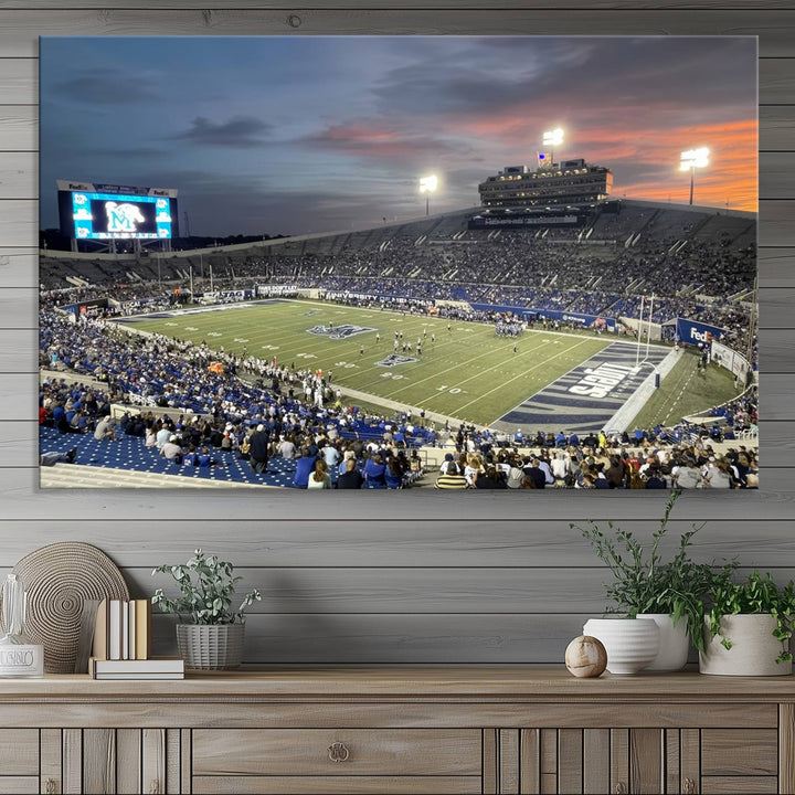 Memphis Tigers Football Team Print - Memphis Simmons Bank Liberty Stadium Wall Art Canvas Print