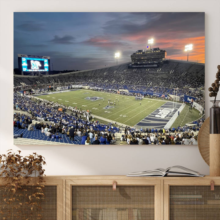 Memphis Tigers Football Team Print - Memphis Simmons Bank Liberty Stadium Wall Art Canvas Print