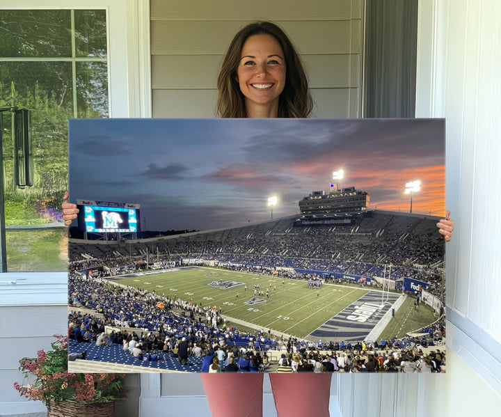 Memphis Tigers Football Team Print - Memphis Simmons Bank Liberty Stadium Wall Art Canvas Print