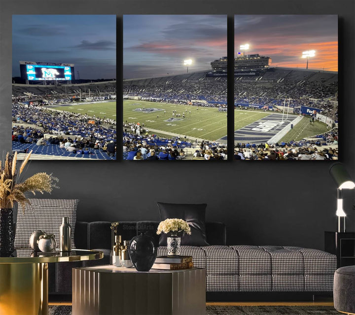 Memphis Tigers Football Team Print - Memphis Simmons Bank Liberty Stadium Wall Art Canvas Print