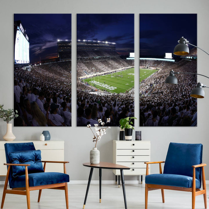 Michigan State Spartans Canvas, Framed Football Team Print - East Lansing Spartan Stadium Wall Art Canvas Print