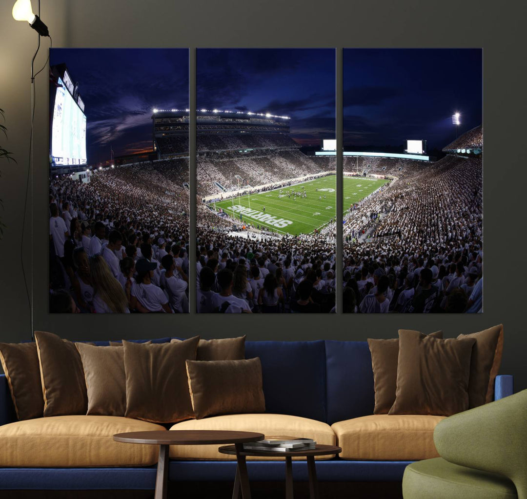 Michigan State Spartans Canvas, Framed Football Team Print - East Lansing Spartan Stadium Wall Art Canvas Print