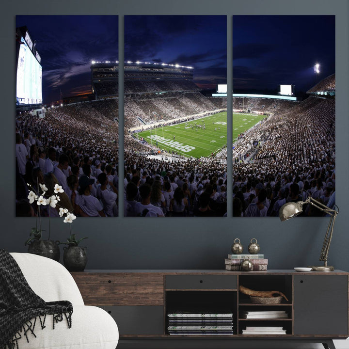 Michigan State Spartans Canvas, Framed Football Team Print - East Lansing Spartan Stadium Wall Art Canvas Print